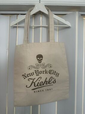 Kiehl's Cream Canvas Messenger Tote with Black Logo